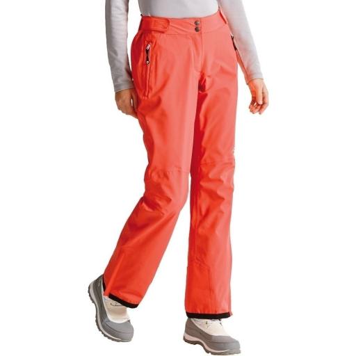 Womens Dare2b STAND FOR II FIERY CORAL Soft-Shell Ski Pant- SHORT LEG EXCLUSIVE