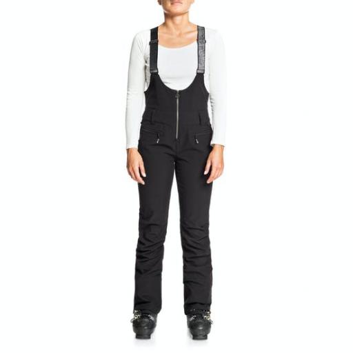 Womens Roxy SUMMIT BLACK Slim Shell Snow Bib Pant- REG LEG
