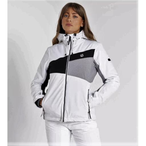 Womens Dare2b ICE GLEAM III WHITE-BLACK Ski Jacket