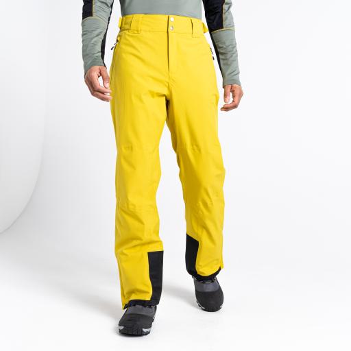 Mens Dare2b ACHIEVE II Antique Moss Yellow Soft Shell Ski Pant- SHORT LEG EXCLUSIVE