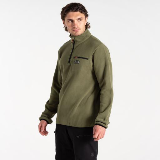 DARE2B MENS Affinity Fleece Mid Layer Sweater | Olivine Khaki Green