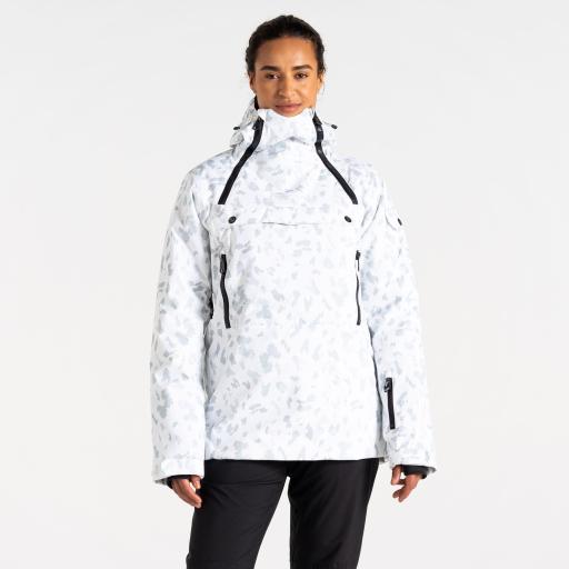 Womens Dare2b Slideout Overhead Ski Board Jacket White Dash Print Ladies