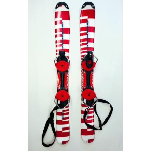 Salomon 90 cms  Model: Buzz Red/White Stripe Snowblades with Non Release Bindings - USED